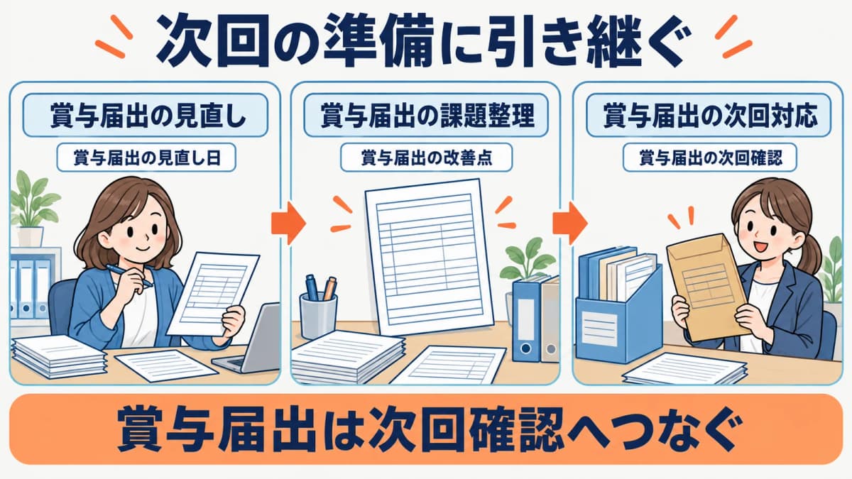 賞与支払届の準備を次回へ引き継ぐポイント