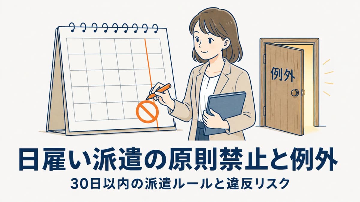 日雇い派遣の原則禁止と例外|30日以内の派遣ルールと違反リスク【2026年版】