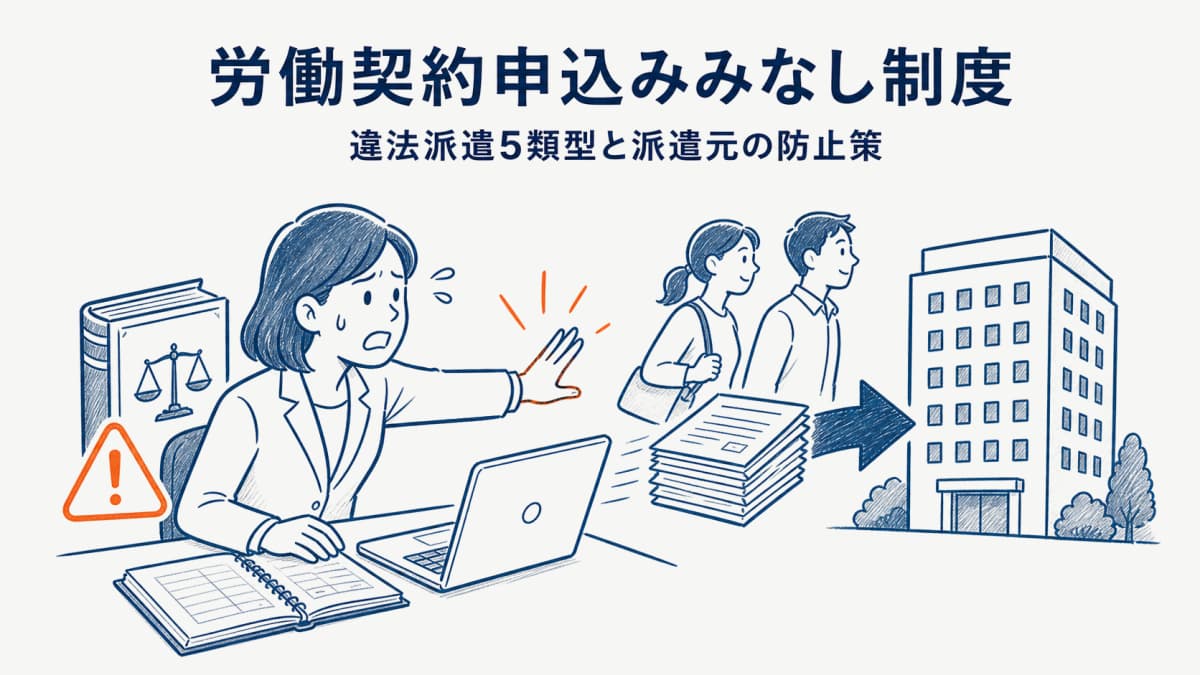 労働契約申込みみなし制度とは|違法派遣5類型と派遣元の防止策【2026年版】