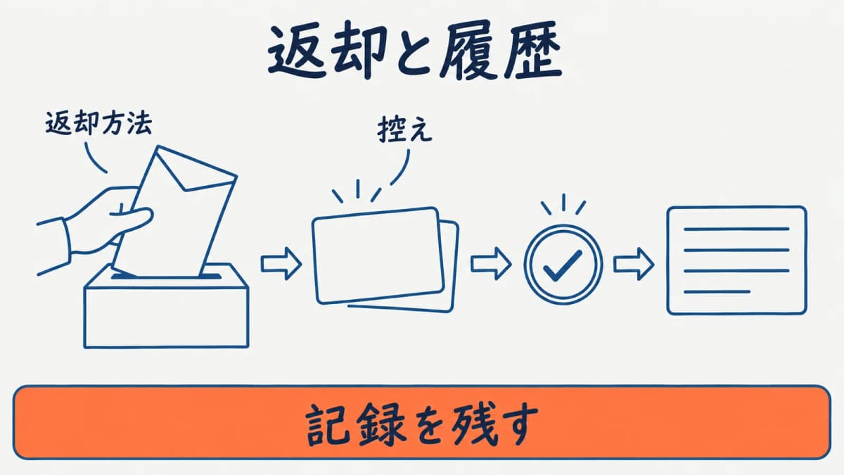 返却と修正履歴を記録する図