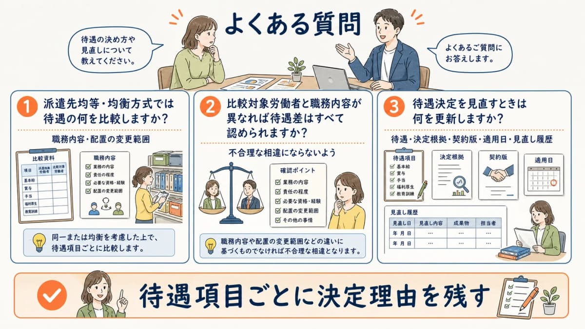 派遣先均等・均衡方式の比較対象と待遇差の見直しに関する質問