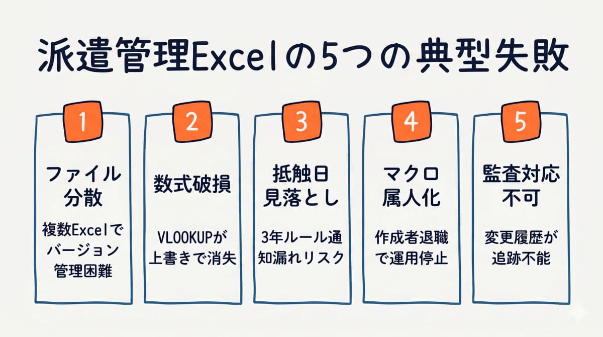 派遣管理をExcelで続ける5つの典型失敗パターン