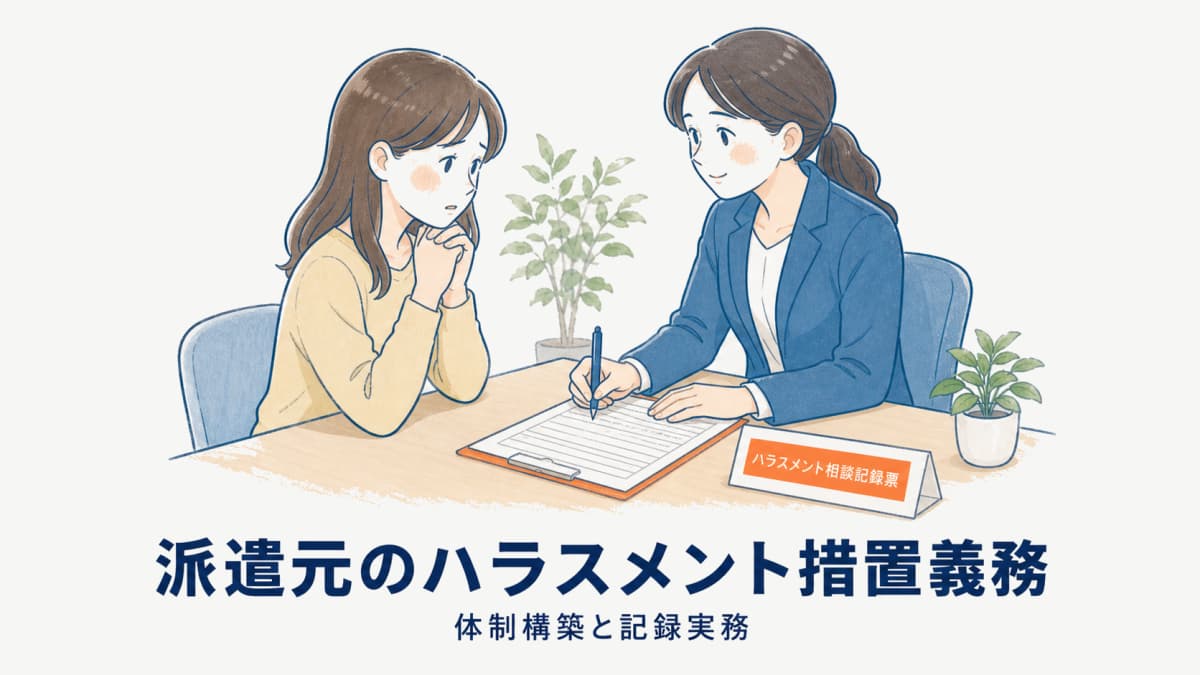 派遣元のハラスメント対応措置義務とは?パワハラ・セクハラ・カスハラの体制構築と記録実務【2026年版】