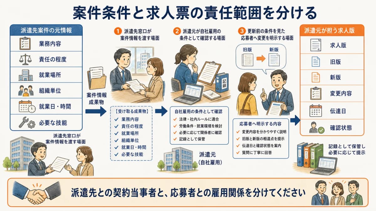 派遣先案件の元情報と派遣元が明示する求人条件の責任範囲