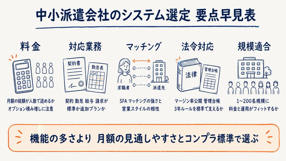 MatchinGoodと中小派遣会社向けシステム選定の要点早見表