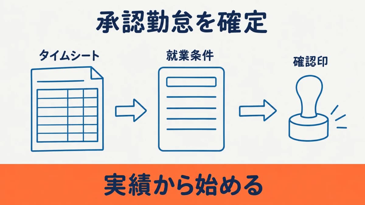 承認勤怠の区分を確定する流れ