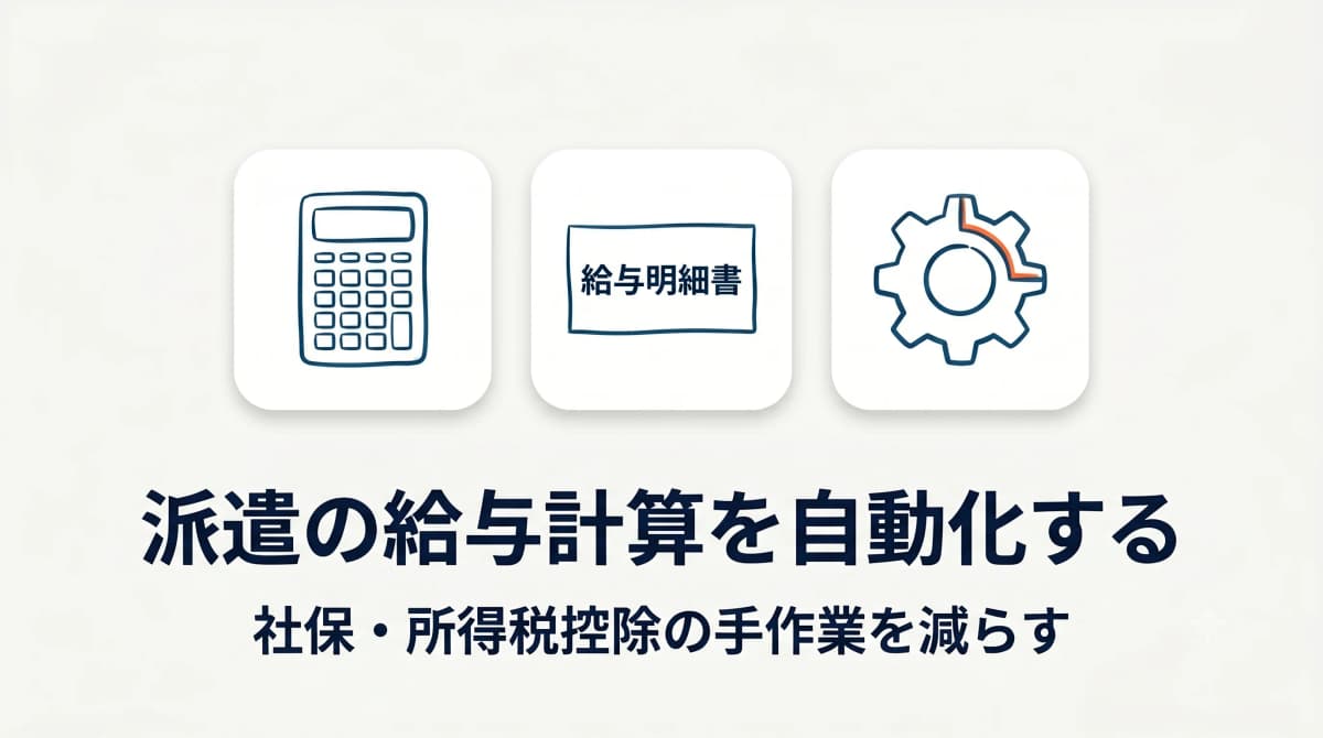 派遣会社の給与計算を自動化する方法|社保・所得税控除の手作業を減らす【2026年版】