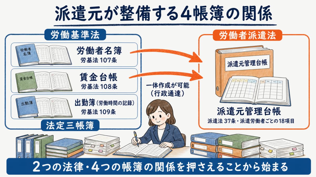 派遣元が整備する4帳簿の関係図