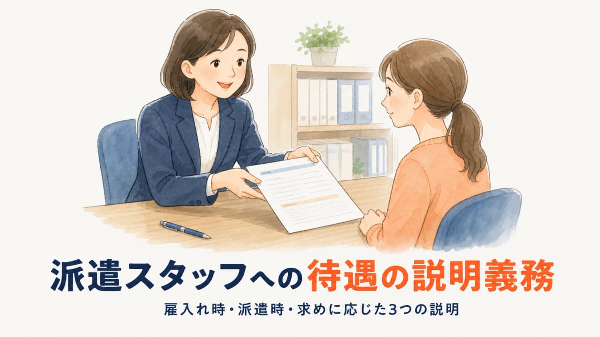 派遣労働者への待遇の説明義務|雇入れ時・派遣時・求めに応じた説明書面【2026年版】